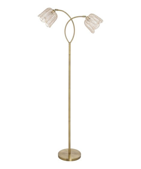 River of Goods White & Gold 67.5" Meg Rattan-Shade Candlestick Floor Lamp | Zulily
