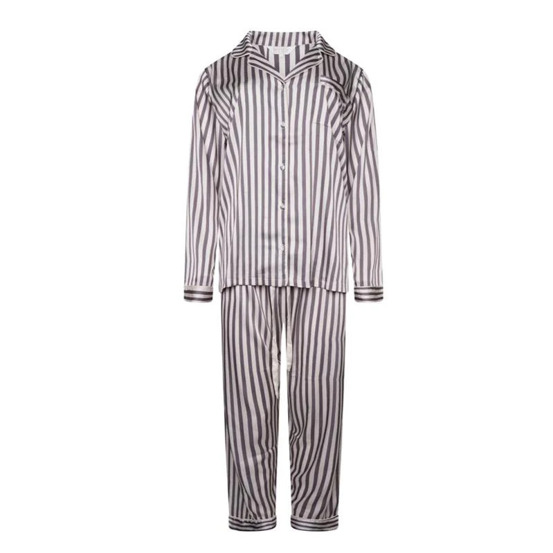 Satin Stretch Trouser PJ- Grey Stripe | The NAP Co