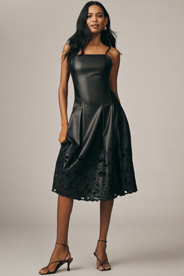 En Saison Nelly Faux Leather Cutwork Dress | Anthropologie (US)