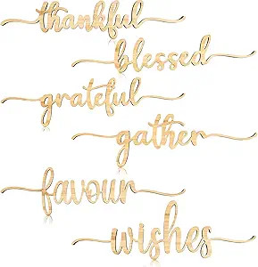 Blulu 12 Pieces Thanksgiving Wood Cutout Thankful Grateful Letter Plate Blessed Gather Favours Wo... | Amazon (US)