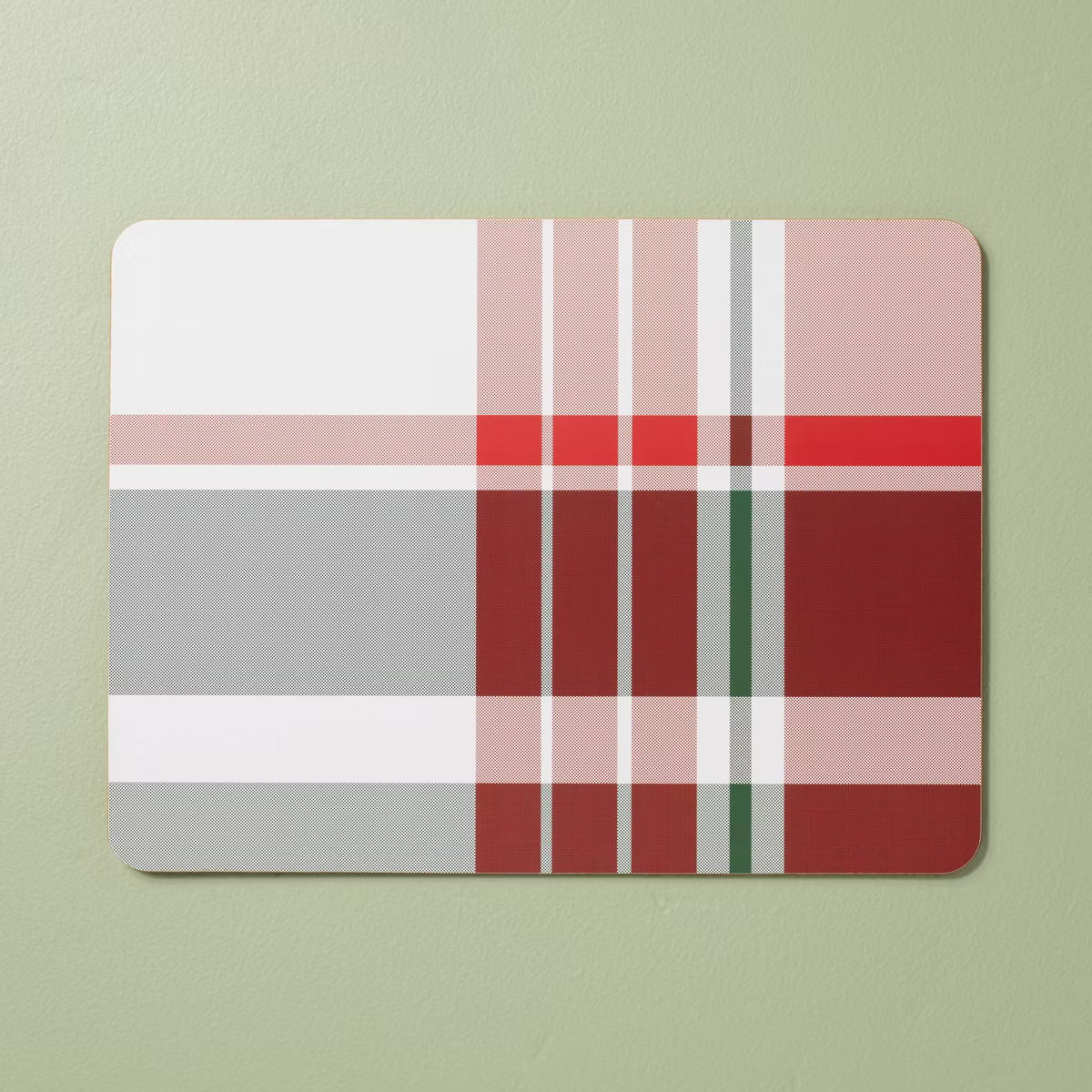 Festive Plaid Wipeable Corkboard Christmas Placemat Red/Green/Cream - Hearth & Hand™ with Magno... | Target