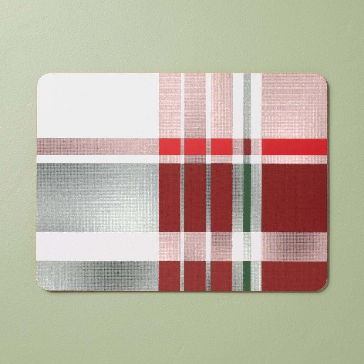 Festive Plaid Wipeable Corkboard Christmas Placemat Red/Green/Cream - Hearth & Hand™ with Magno... | Target