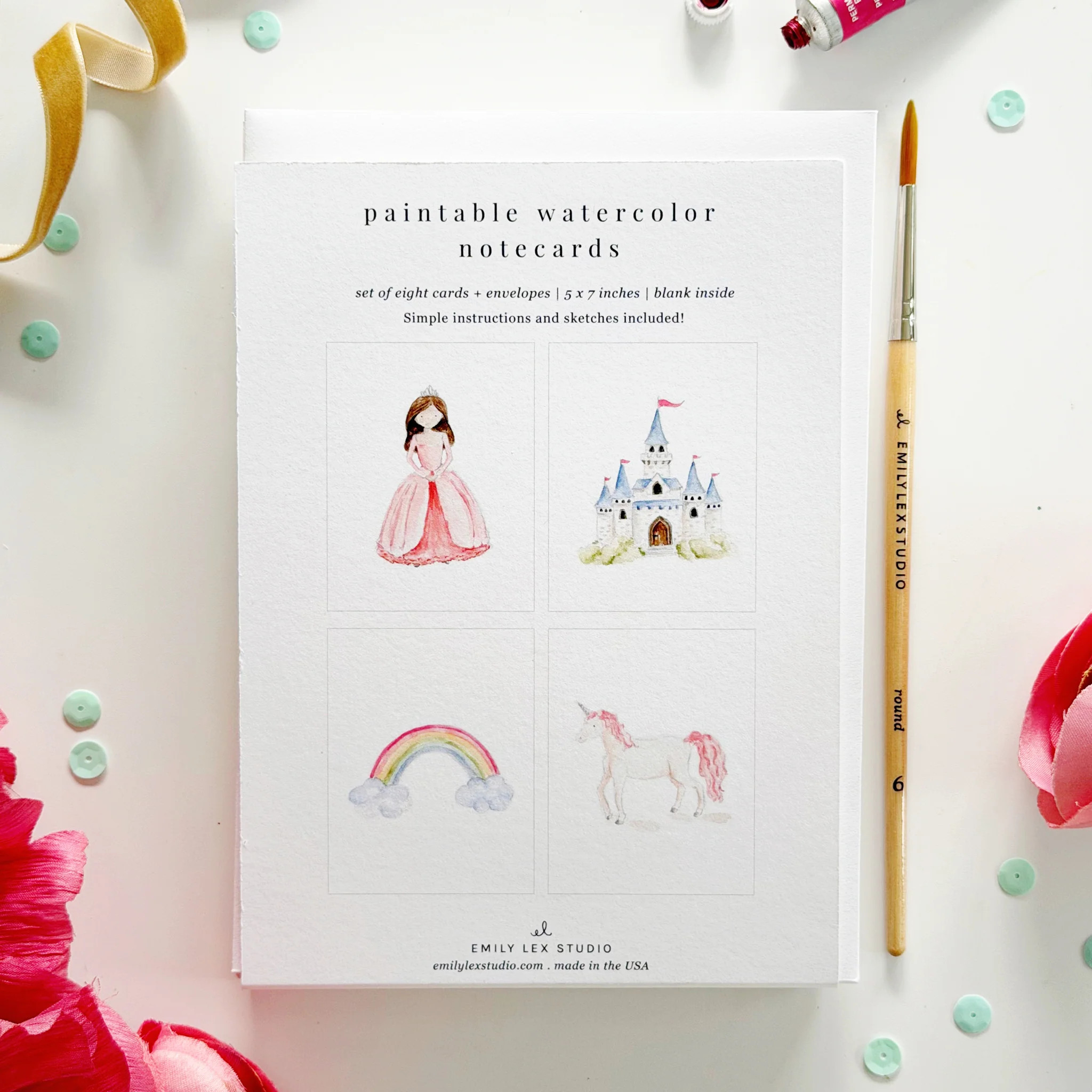 fairytale paintable watercolor notecard set | Emily Lex Studio