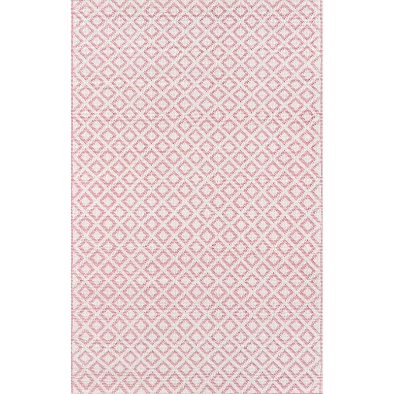 Geometric Handmade Flatweave Pink Area Rug | Wayfair North America