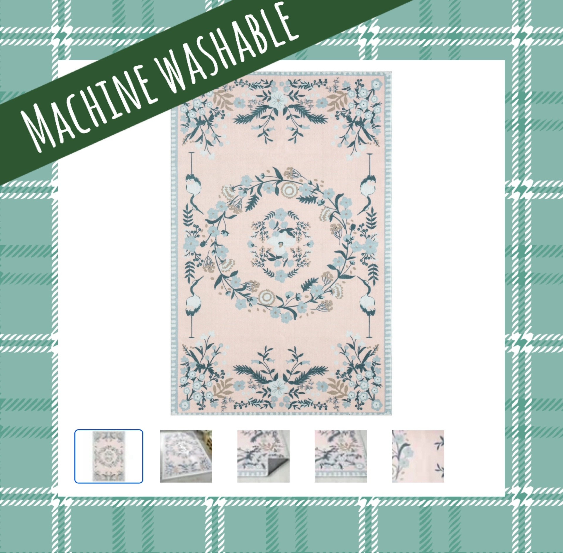 🩵🌸 This machine washable area rug is giving storybook cottage meets elevated Southern feminine and I am obsessed. The blush background paired with the soft dusty blue floral detailing feels so delicate and calming — perfect for bedrooms, nurseries, breakfast nooks, or that cozy sitting area you’re always curating. The texture is lightweight + smooth, which makes it super easy to vacuum and even easier to toss in the wash when life happens (kids, pets, spills… we love practicality 😂).

It instantly softens a space and adds that layered, designer look without the designer price tag. This is one of those pieces that pulls a room together — warm, inviting, and quietly elegant. If you lean toward coastal grandmillennial, cottagecore, southern prep, or timeless feminine interiors… she is your girl ✨🌿

🩵 Size shown: 5’ x 8’
🩷 Machine washable
🤍 Soft faux-fur printed surface

🌿💗✨

…cozy home decor, cottage style interiors, Christmas decor transitions, neutral feminine room inspiration, machine washable rugs, checkered rugs trending on LTK (pair under neutrals), soft pastel holiday home refresh, year-round home styling, classic southern home details, grandmillennial home accents, floral floor rug ideas, light + airy home design, timeless pattern decorating, entryway & bedroom rug styling, seasonal home updates 🌸🩵✨

#LTKGiftGuide #LTKStyleTip #LTKHome