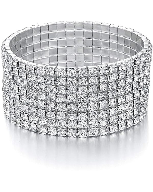 Zealmer Sparkle Multicolor Rhinestone Stackable Stretch Bracelets for Women | Amazon (US)