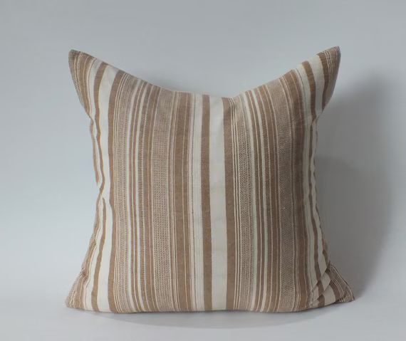 khaki and white  Striped Sofa  Pillow Cover Fabric decorative cushion Throw Pillows Home decor Ot... | Etsy (US)