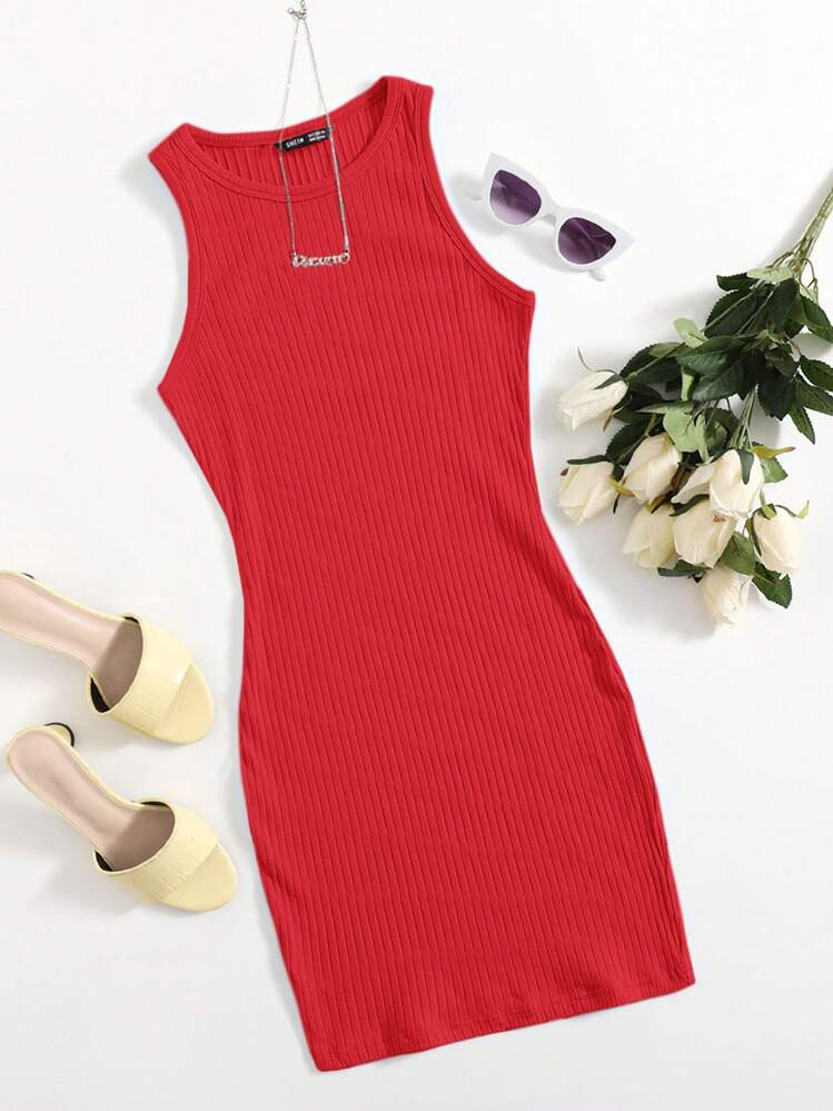 SHEIN Essnce Rib-Knit Bodycon Dress | SHEIN