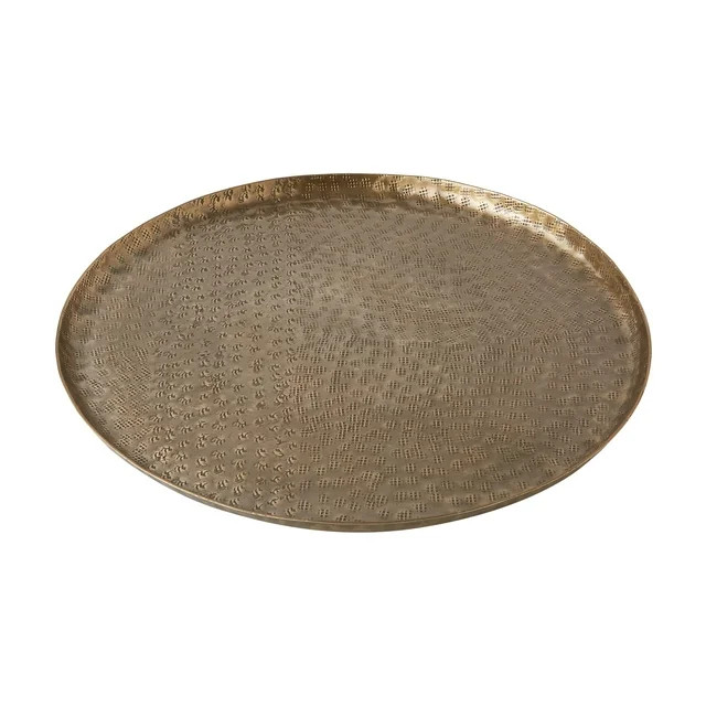 Better Homes & Gardens 16" Round Antique Brass Hammered Metal Tray by Dave & Jenny Marrs | Walmart (US)