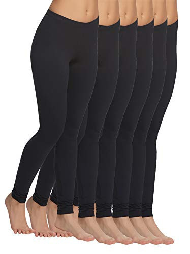 Felina | Velvety Soft Lightweight Leggings | Moisture Wicking | Yoga | 6 Pack Black | Amazon (US)