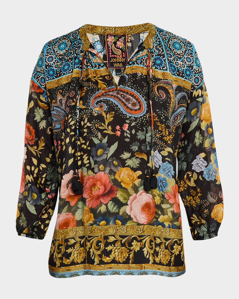 Johnny Was Margot Printed Silk Blouse | Neiman Marcus
