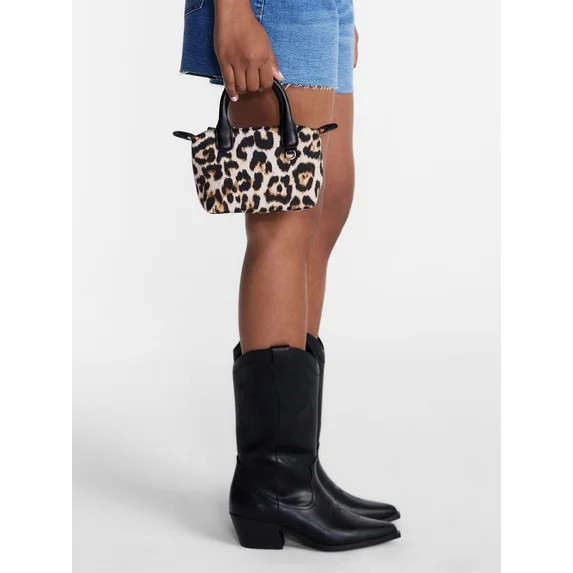 No Boundaries Women's Mini Tote Crossbody Bag, Leopard | Walmart (US)