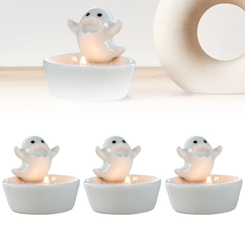 Halloween Ghost Candle Holder, 2024 New Ghosts Campfire Flicker Flame Halloween Nightlight, Cartoon Ghost Candle Holder, Ceramic Ghost Candlestick Halloween Decoration for Home and Office (3pcs) | Amazon (US)