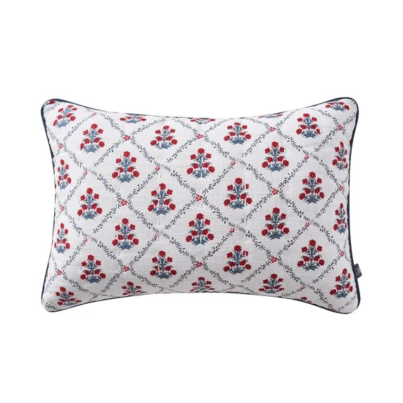 Poppy Trellis Decorative Pillow, Red/White/Blue, 19" x 13", by My Texas House | Walmart (US)