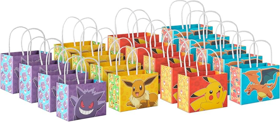Hallmark Pokémon 4" Mini Gift Bags (18 Bags: Pikachu, Charizard, Gengar, Eevee) for Birthday Par... | Amazon (US)