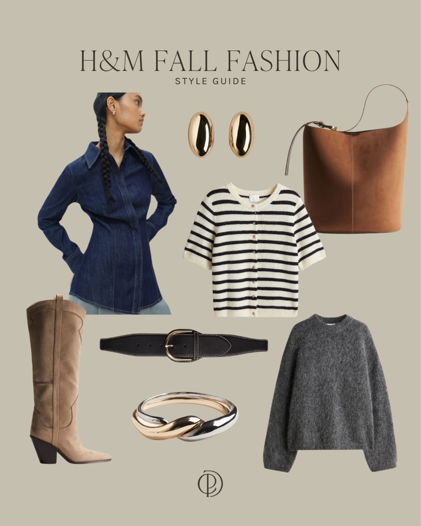 H&M Fall Fashion | Dark Denim | Denim Shirt | Denim Top | Chunky Gold Earrings | Suede Bucket Bags | Brown Suede Bag | Stripe Cardigan | Suede Booties | Western Boots | Fall Knee High Boots | Grey Knit Sweater | Chunky Knit Sweater | Western Belt | Fall Belt | Chunky Bracelet | Two Tone Jewellery | CPD | Everyday Elevated |  

#LTKcanada #LTKautumn #LTKstyletip