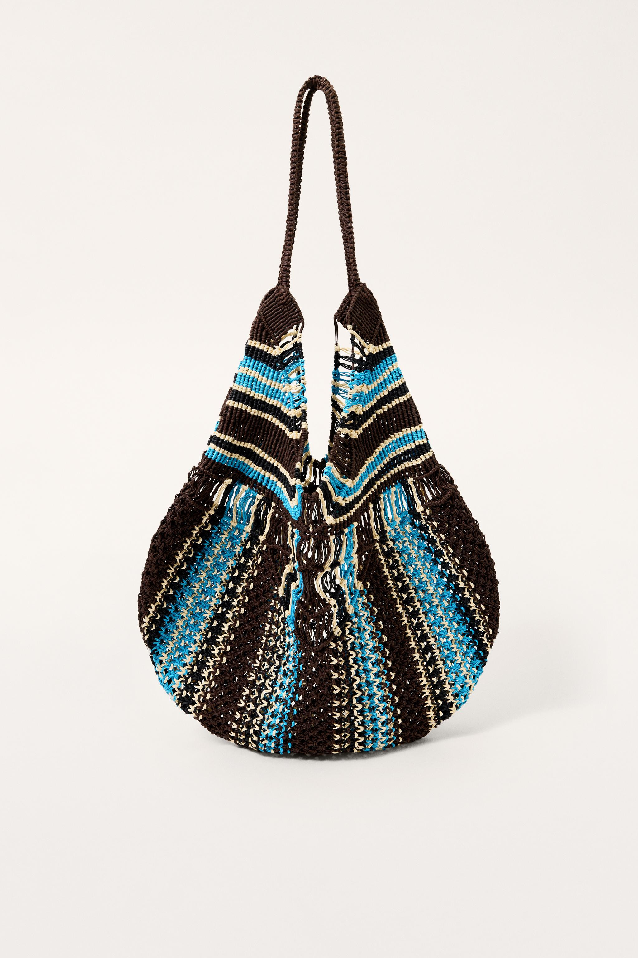 LIMITED EDITION STRIPED BRAIDED MAXI BUCKET BAG | Zara UK