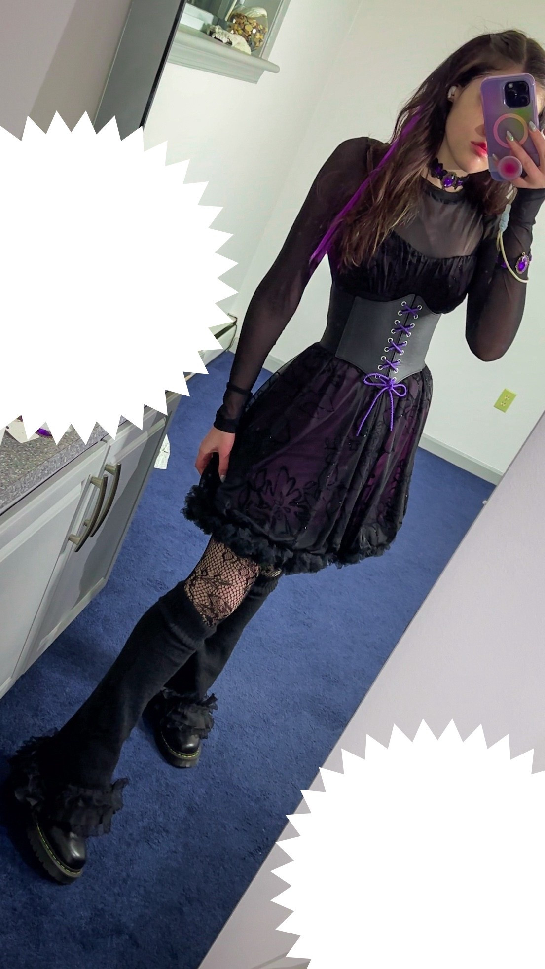 The diy monster high Elissabat Halloween costume is really coming together! Just need to practice the makeup tonight - I also gave in and got some purple clip in hair extensions 💀 I’m glad I did bc it really ties the whole look together 💜🧛🏻 

#LTKStyleTip #LTKHalloween #LTKSeasonal