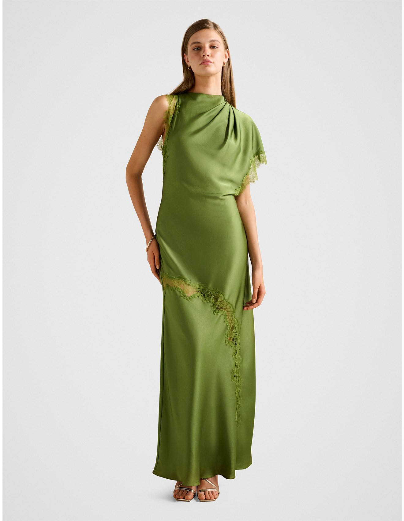 KODY SATIN LACE ASYMMETRICAL DRESS | David Jones (Australia & New Zealand)