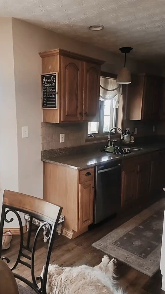 Kitchen refresh with Amazon. Making oak cabinets look better with neutral tile, paint, and furniture choices and adding a little dark and moody decor. 

#LTKHome #LTKSaleAlert #LTKFindsUnder100