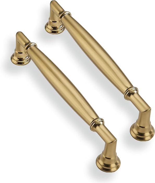 10 Pack 5Inch Hole Center Brushed Gold Cabinet Pulls Solid Brushed Brass Cabinet Handles Solid Ha... | Amazon (US)