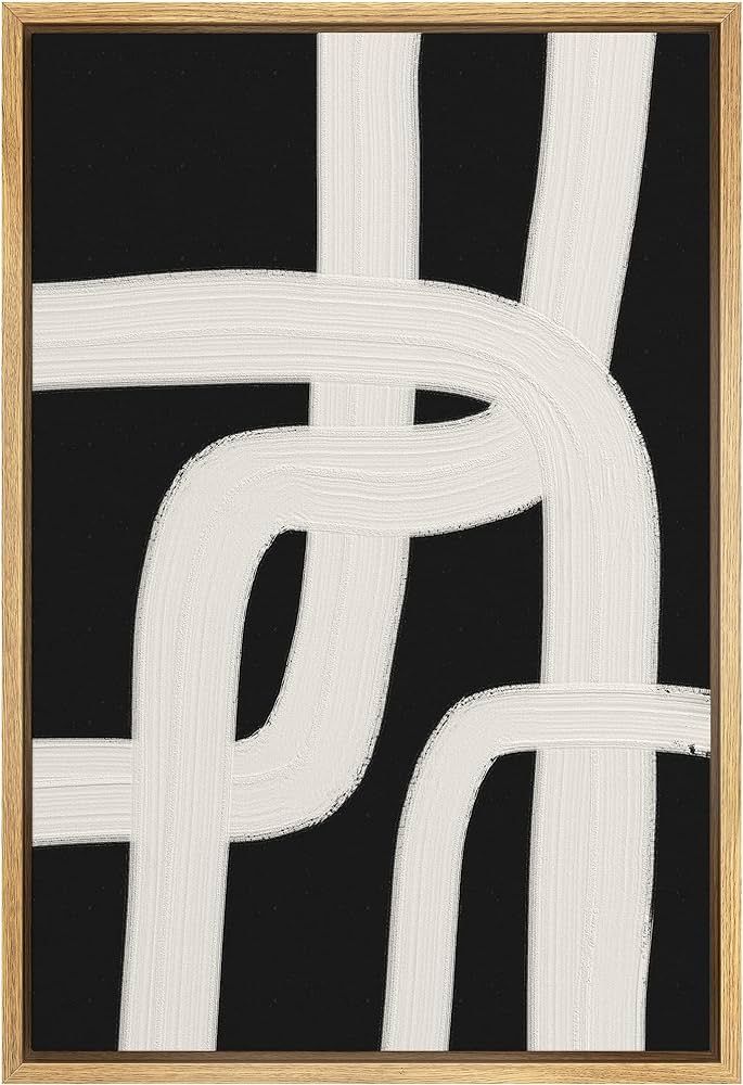 SIGNWIN Framed Canvas Print Wall Art Black White Geometric Paint Stroke Lines Abstract Shapes Ill... | Amazon (US)