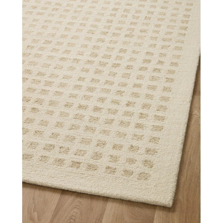 Polly Checkered Handmade Tufted Area Rug in Ivory/Natural | Wayfair North America