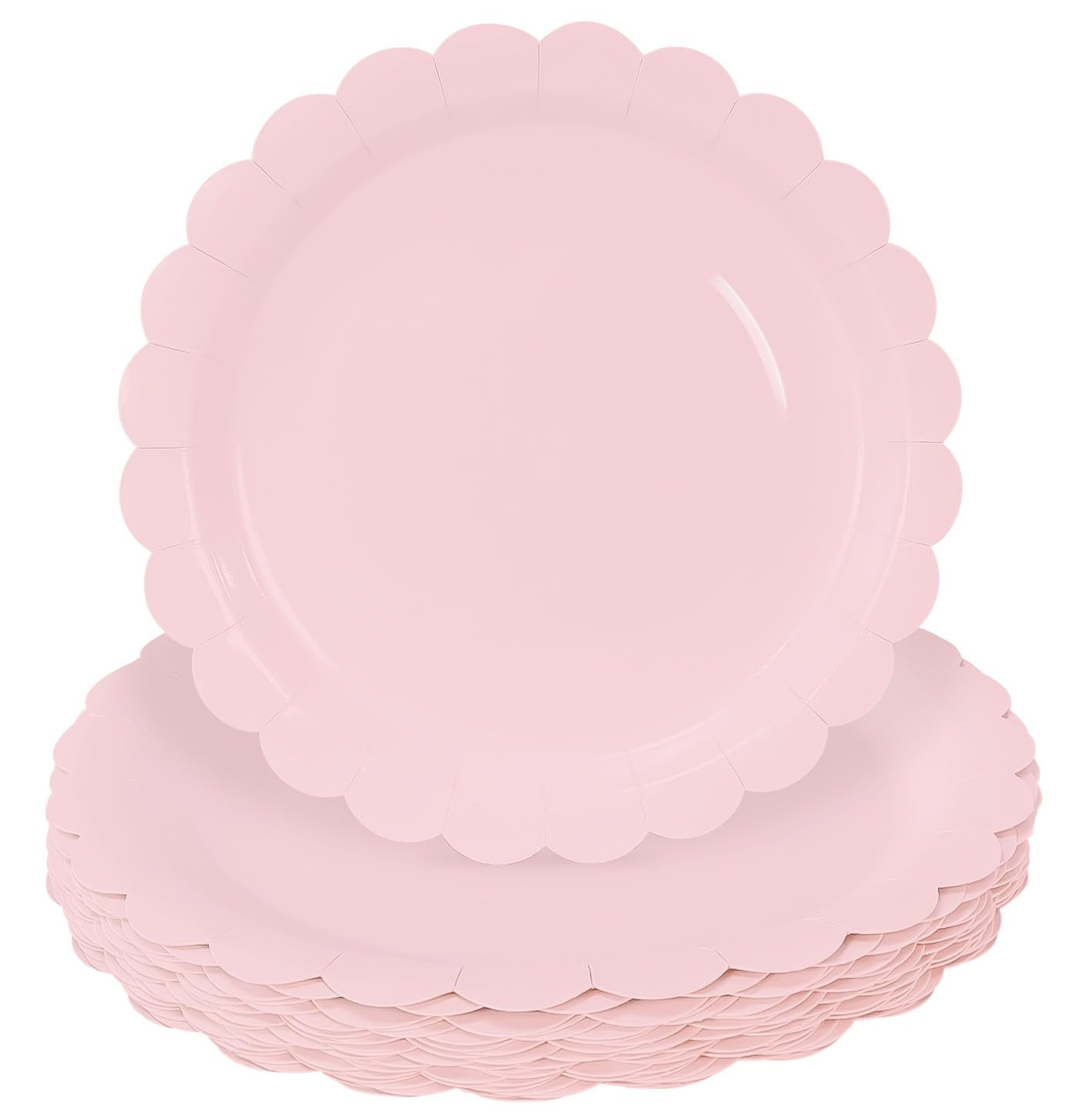 HEIPINIUYE 50 Pieces Light Pink Paper Plates 9 Inch Pink Scalloped Plates Disposable Dinner Plate... | Amazon (US)