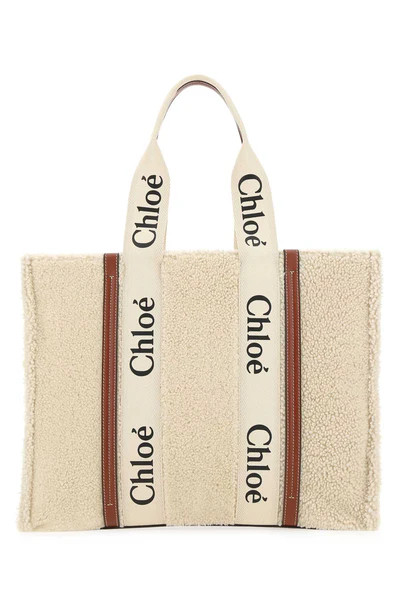 Chloé Woody Shearlng Large Tote Bag | Cettire Global