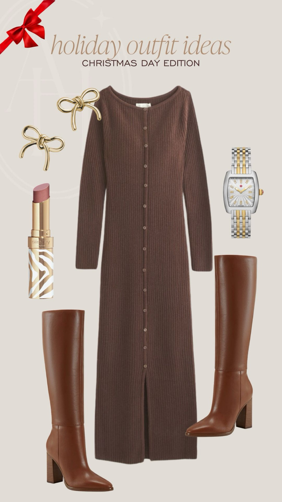 Holiday outfit idea. This sweater dress and knee high boots are perfect for a casual holiday event. 

#LTKStyleTip #LTKHoliday #LTKSeasonal