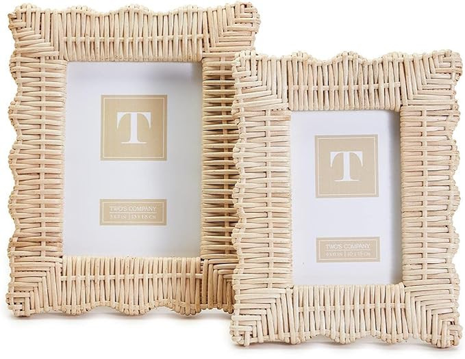 Two's Company Women's Wicker Weave Set of 2 Photo Frames | Amazon (US)