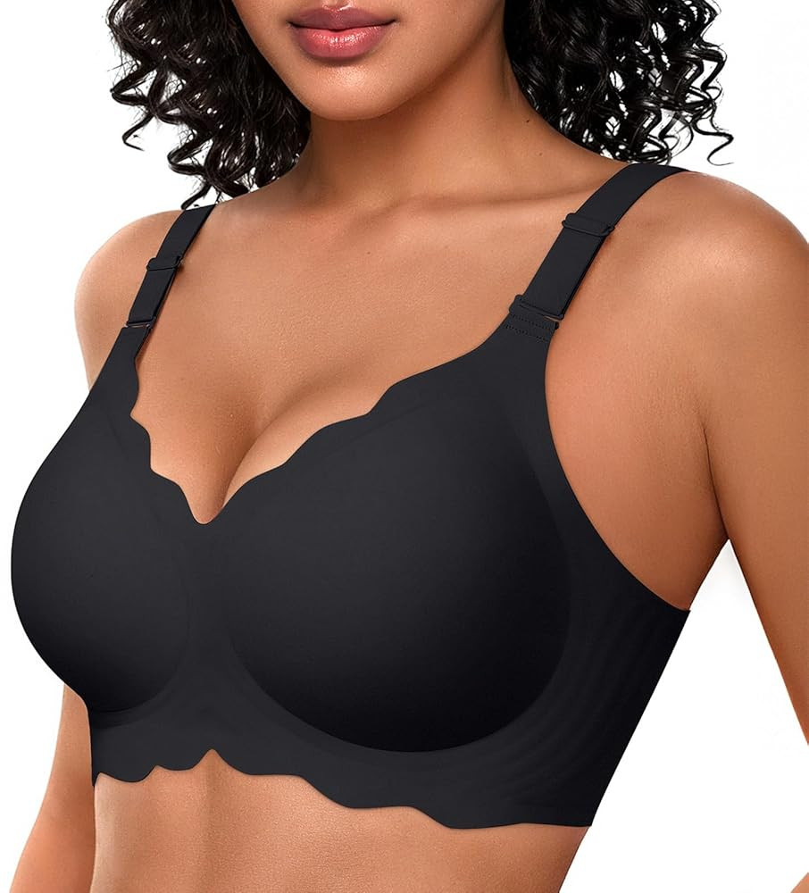 OEAK Women Bras No Underwire Scalloped Push Up Buttery Soft Tshirt Bra Seamless Full Coverage Con... | Amazon (US)