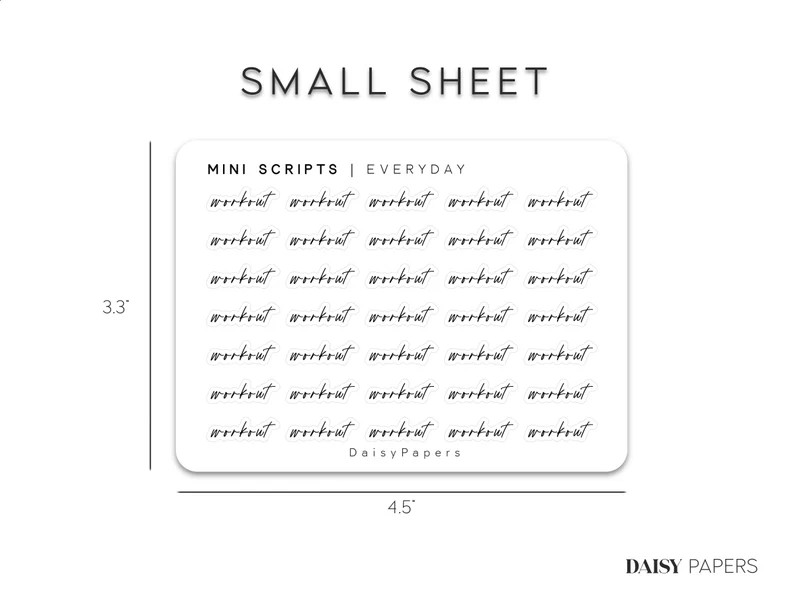 WORKOUT - EVERYDAY Font | Transparent Mini Script Stickers | Minimal  & Functional Planner Sticke... | Etsy (US)