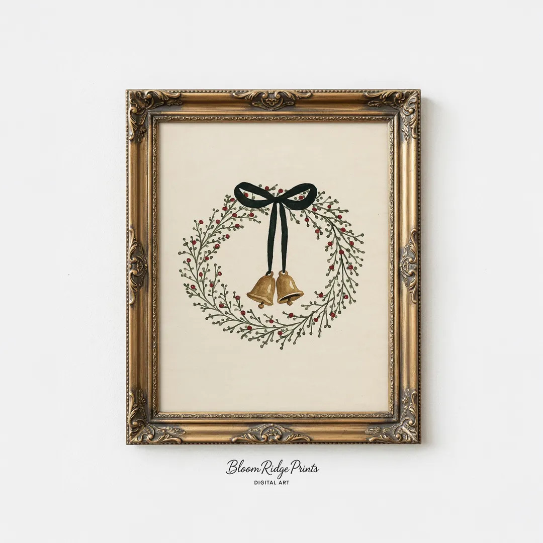 Vintage Christmas Wreath Art Print: Rustic Botanical Holiday Printable (digital Download) #368 - ... | Etsy (US)