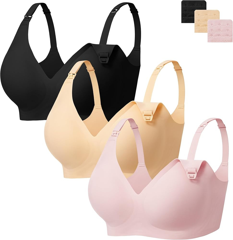 Angelhood 3 Pack Nursing Bras for Breastfeeding Seamless Pregnancy Maternity Bra Wireless Sleep B... | Amazon (US)
