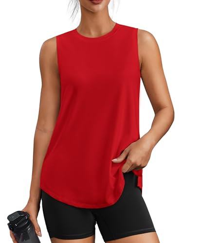 Amazon.com: PINSPARK Womens Workout Tops Sleeveless Athletic Gym Shirt Lightweight Yoga Tops Roun... | Amazon (US)