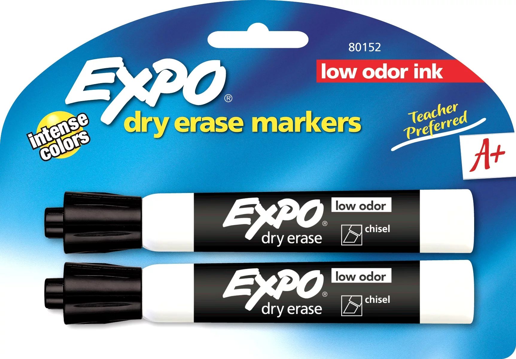 EXPO Low Odor Dry Erase Markers, Chisel Tip, Black, 2 Count - Walmart.com | Walmart (US)