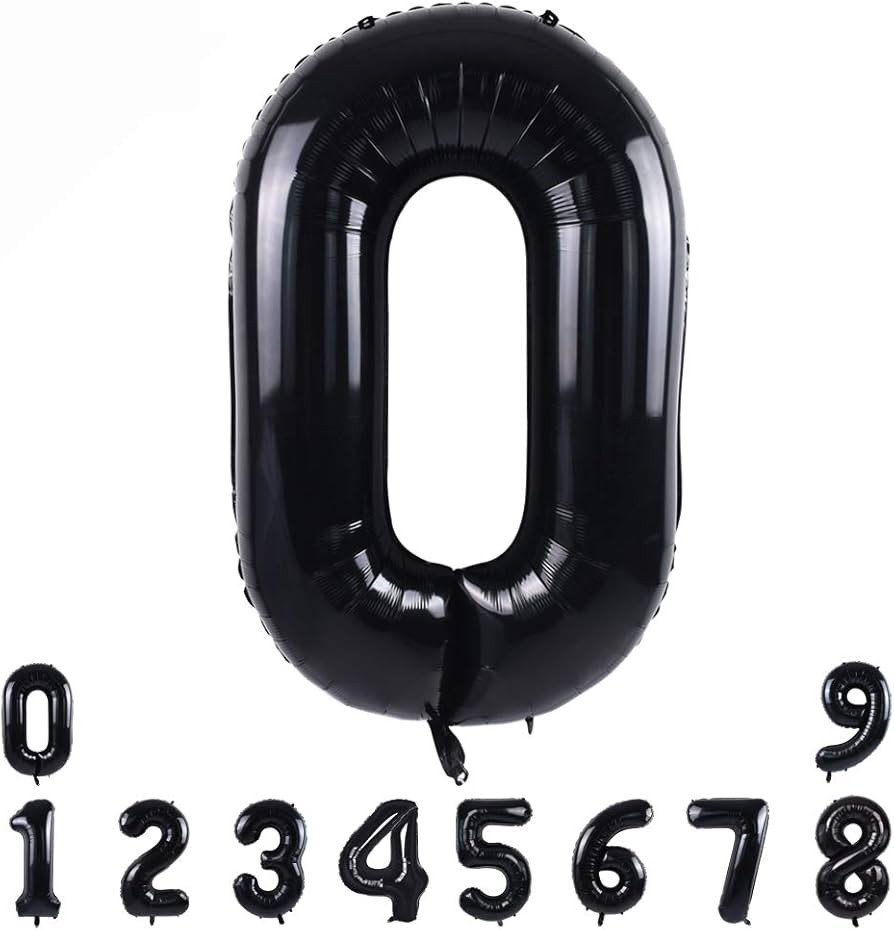 TONIFUL 40 Inch Black Large Numbers Balloons 0-9,Number 0 Digit Helium Balloons,Foil Mylar Big Nu... | Amazon (US)