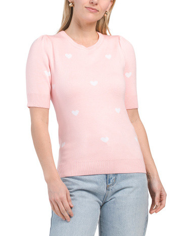 Short Sleeve Heart Sweater | TJ Maxx