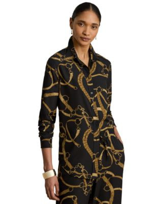 Lauren Ralph Lauren Womens Classic Fit Belting Print Shirt | Macy's