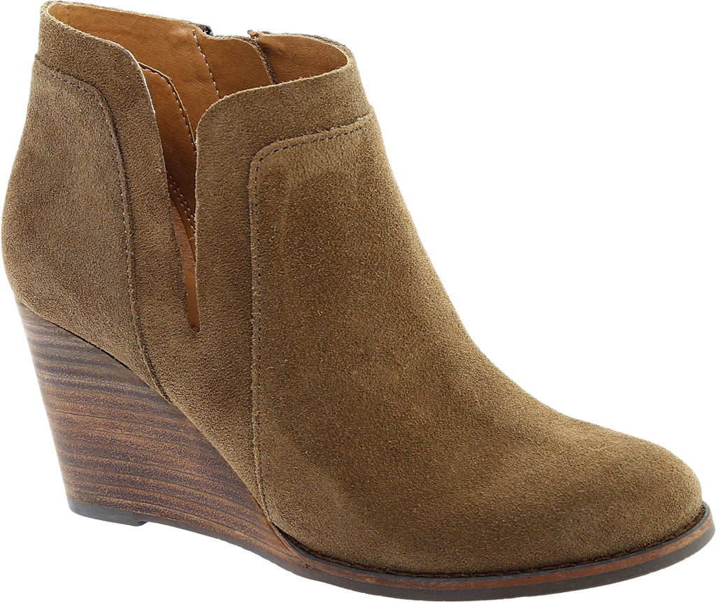 Women's Lucky Brand Yabba Wedge Bootie Antique Green Cow Split Suede 8.5 M - Walmart.com | Walmart (US)