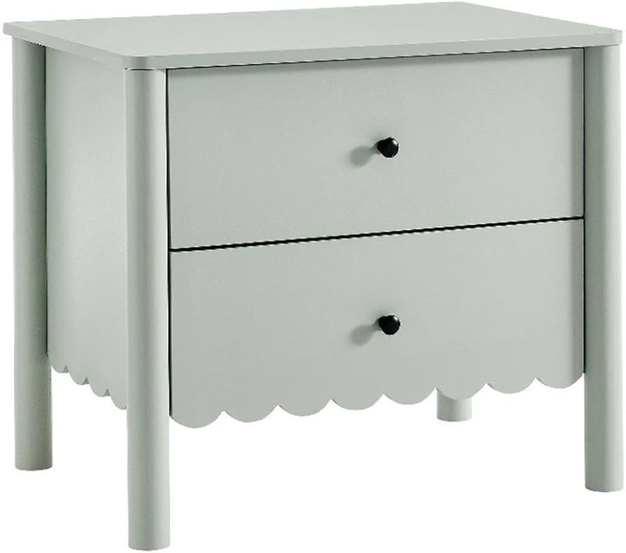 Modway Emmeline Scalloped 2-Drawer Nightstand in Sage | Amazon (US)
