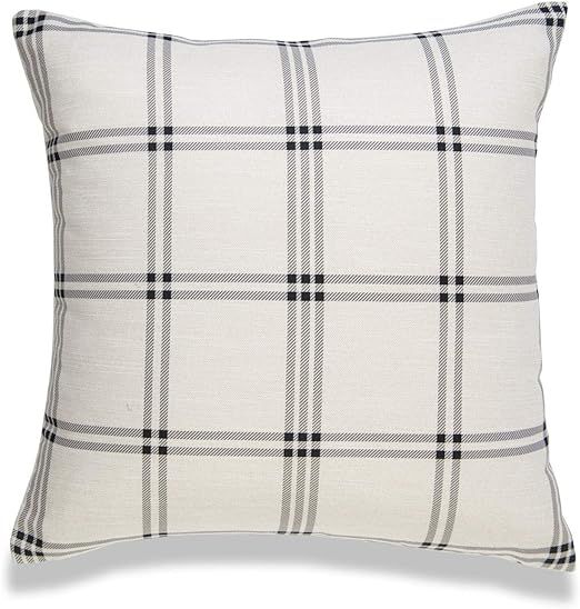 Hofdeco Modern Boho Decorative Throw Pillow Cover ONLY, for Couch, Sofa, Bed, Plaid, 20"x20" | Amazon (US)