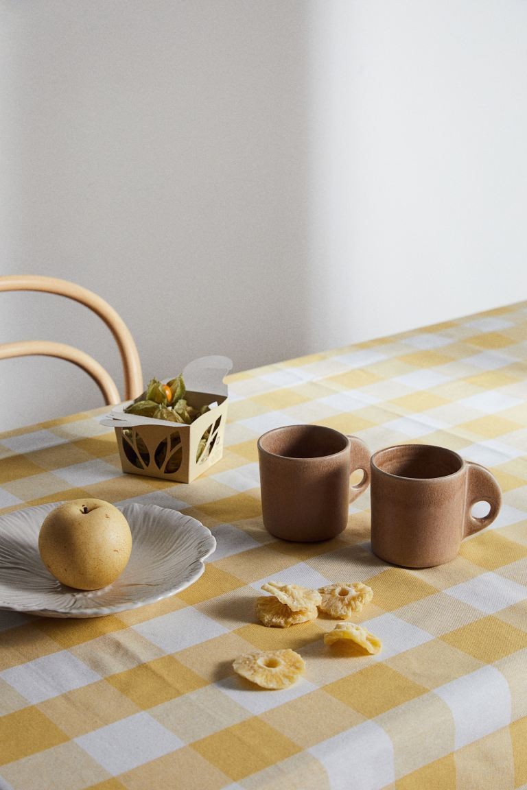 Patterned Cotton Tablecloth - Yellow/gingham-checked - Home All | H&M US | H&M (US + CA)