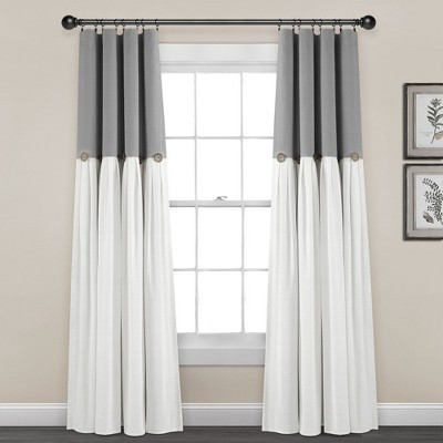Linen Button 100% Lined Blackout Window Curtain Panel Dark Gray/White Single 40X84 | Target