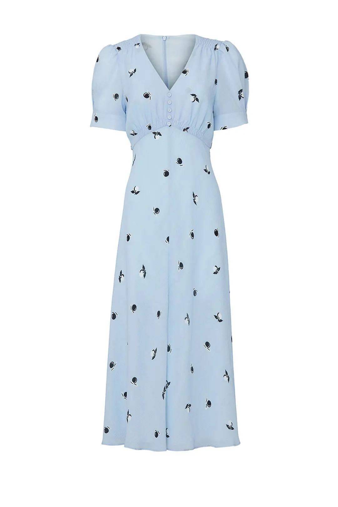 Blue Printed V-Neck Dress | Rent the Runway