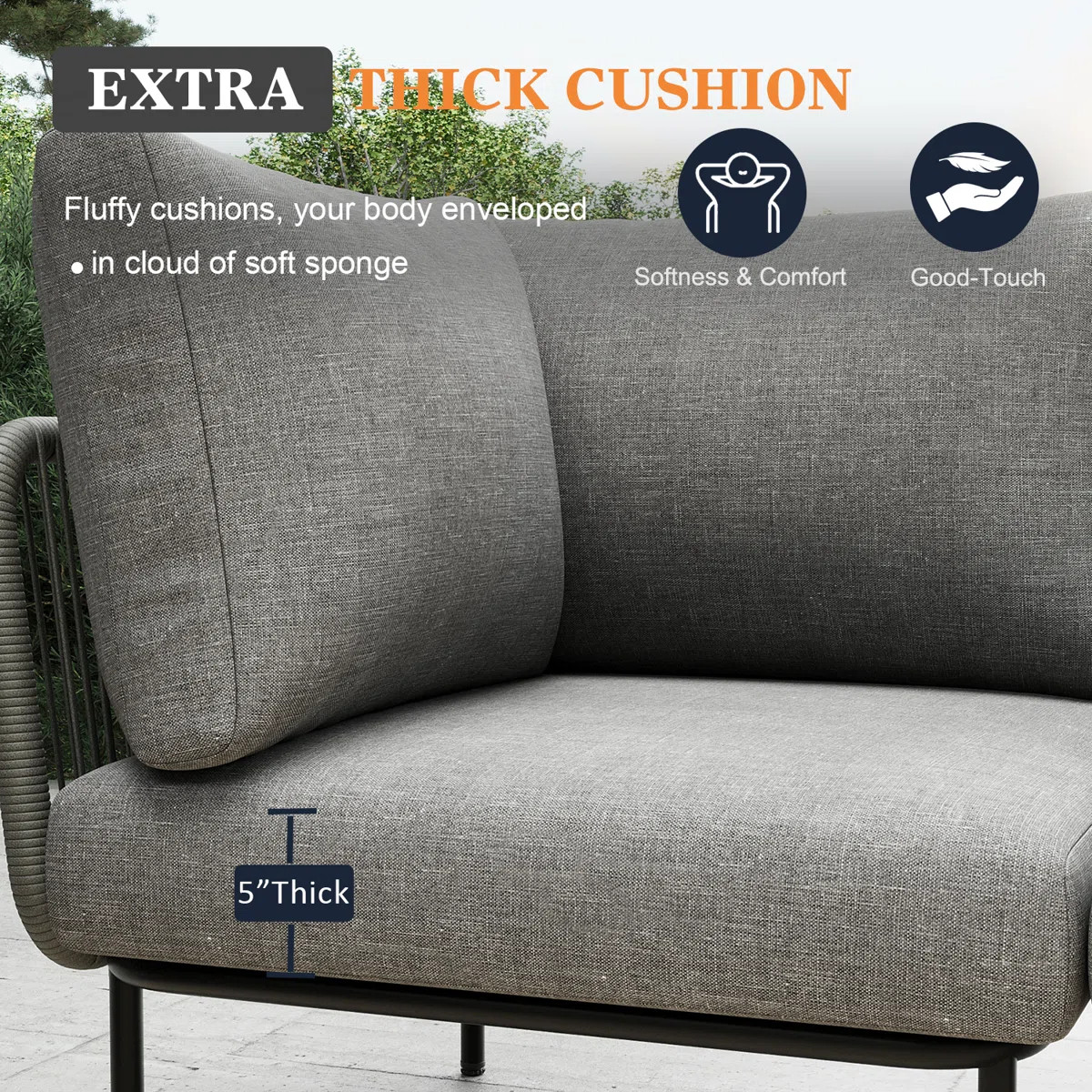 Outdoor Patio Woven Rope Wicker Modular 9 Pieces Sectional Set With Fire Pit Table And Cushions | Wayfair North America