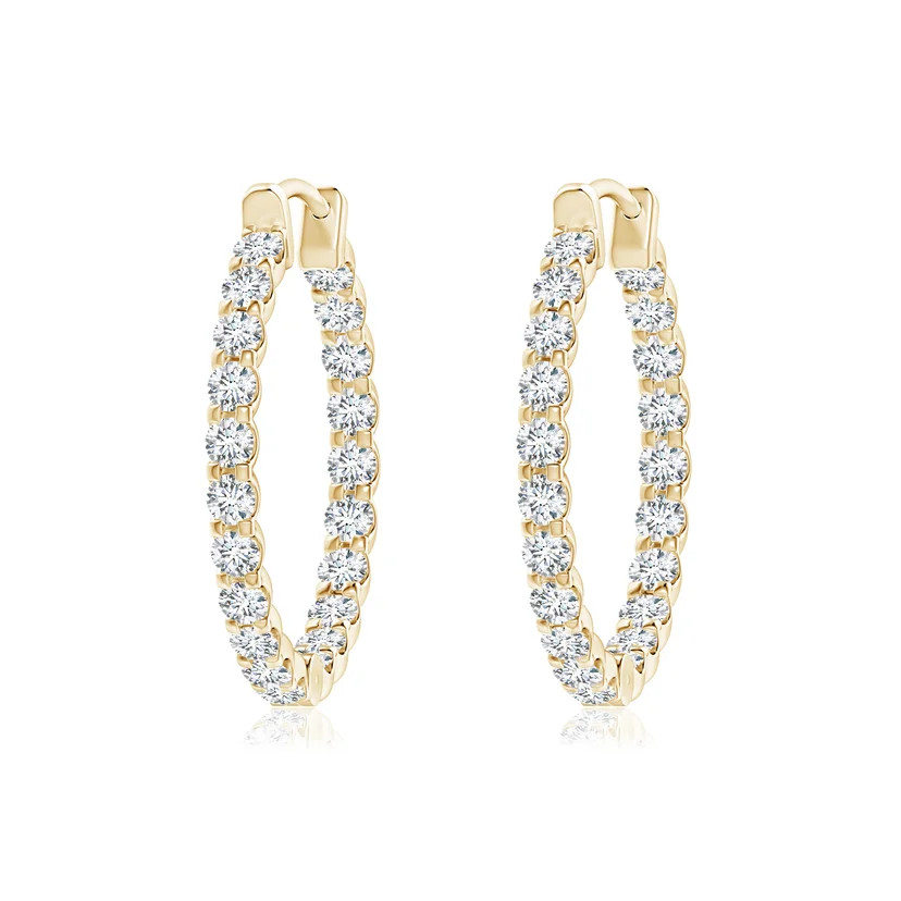 Prong-Set Round Diamond Inside Out Hoop Earrings | Angara Inc.
