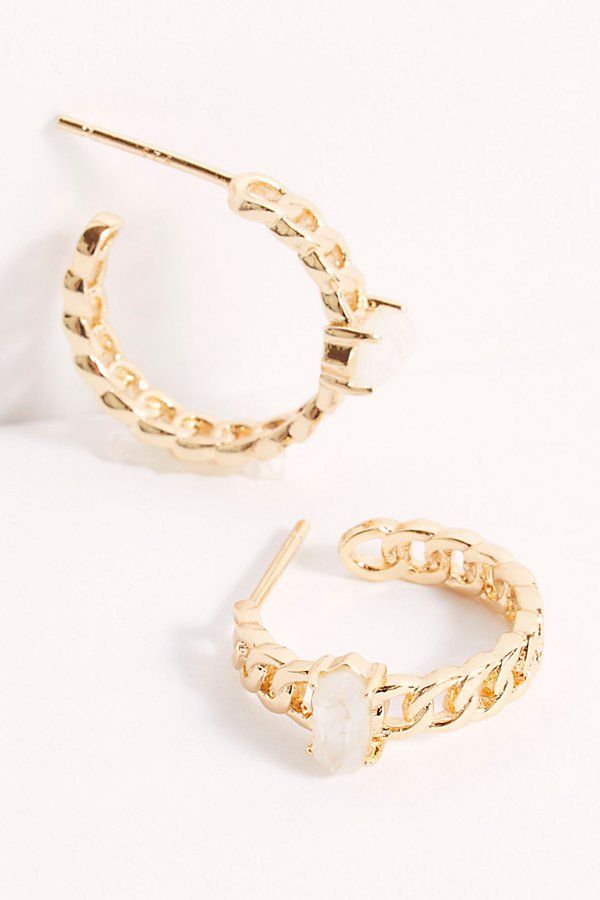 Joy Dravecky Chainlink Hoop Earrings by Joy Dravecky at Free People, Gold / Moon, One Size | Free People (Global - UK&FR Excluded)