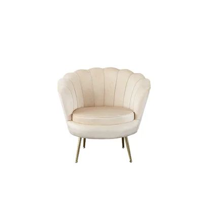 Safford 31" W Velvet Barrel Chair Everly Quinn Fabric: White Velvet | Wayfair North America